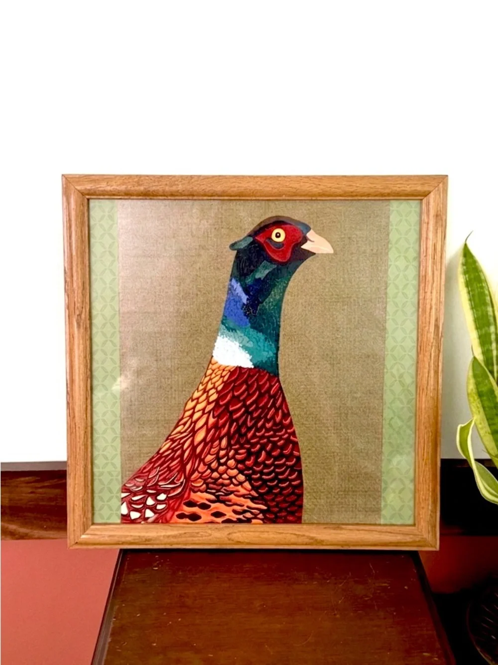 Pheasant Wildlife Game Bird Hunting Cabin Canvas Art Print Vintage Wood Framed